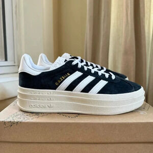 New Adidas Originals Gazelle Bold Platform Sneakers Shoes Suede Black Womens 7.5